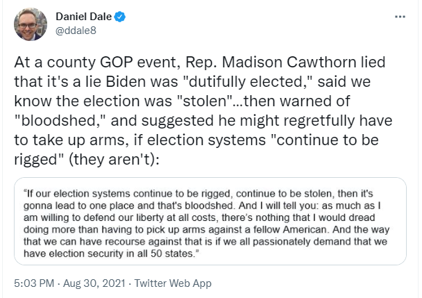 Screenshot of Tweet by Daniel Day